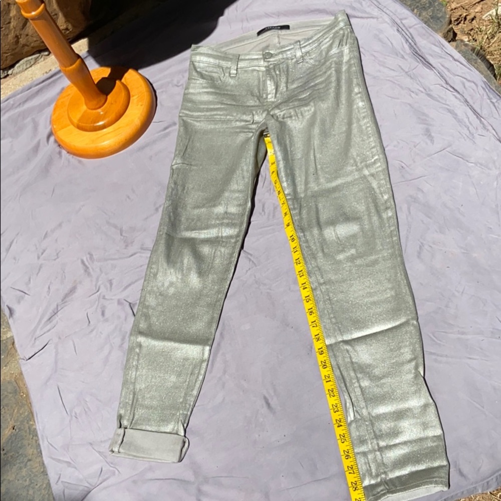 J brand super skinny metallic oyster jeans
